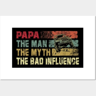 Mens Vintage Jeep Papa the Man the Myth the Bad Influence Father's Day Gift Jeep Dad Jeep Lover Posters and Art